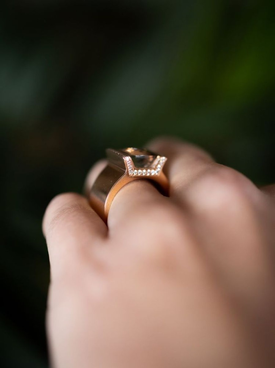 Sieraden Veerman Juwelen Collection | Rosegouden Ring Met Rookwarts En Briljant