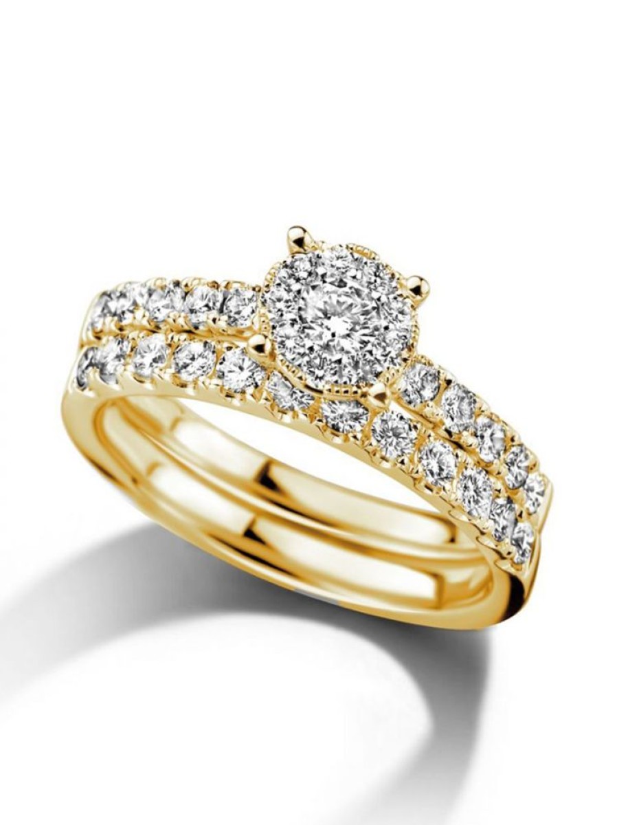 Sieraden Veerman Juwelen Collection | Geelgouden Ringenset Met Diamant 0,84Crt.