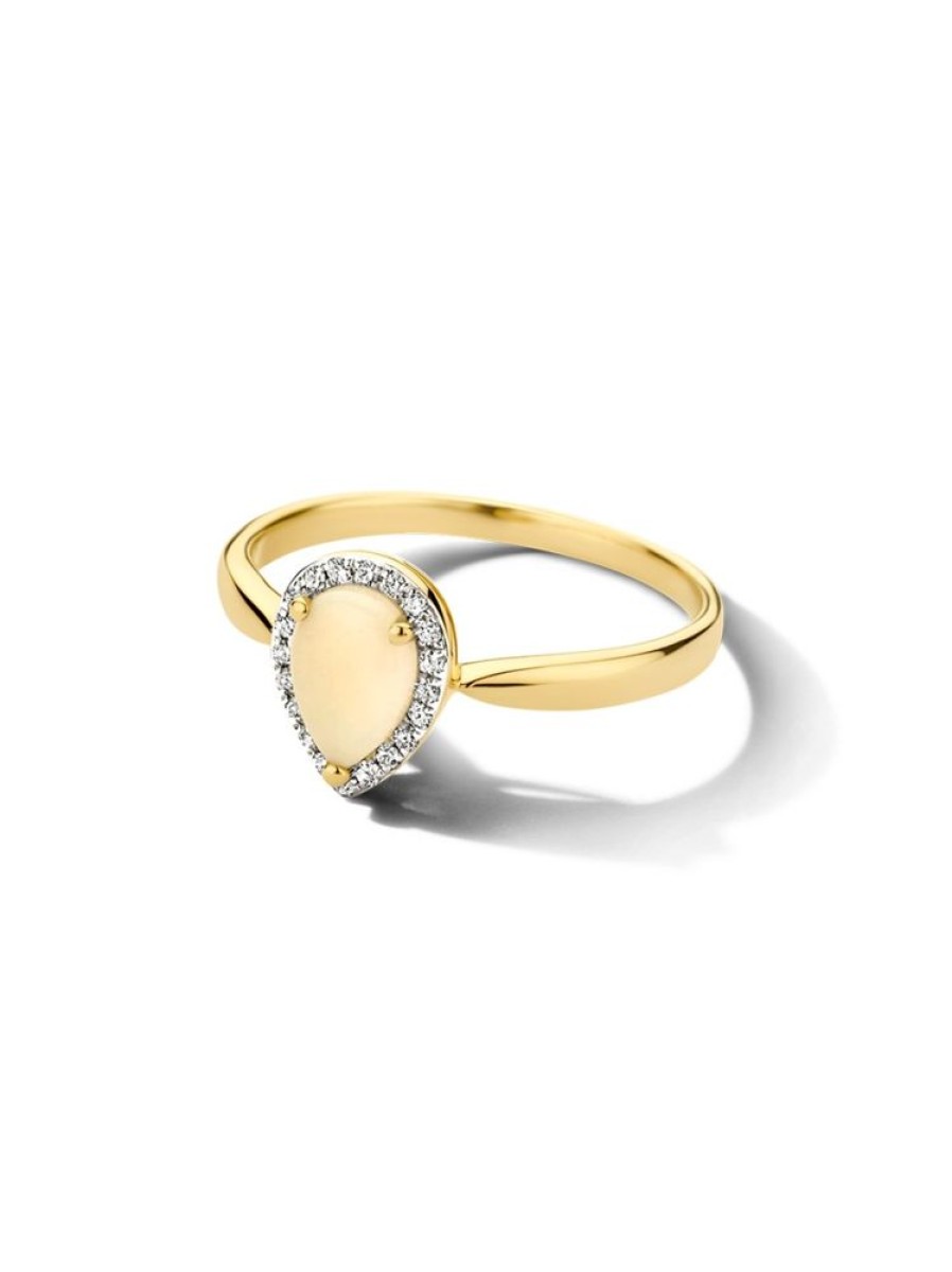 Sieraden Veerman Juwelen Collection | Bicolor Entourage Ring Met Opaal En Briljant 0,14Crt.