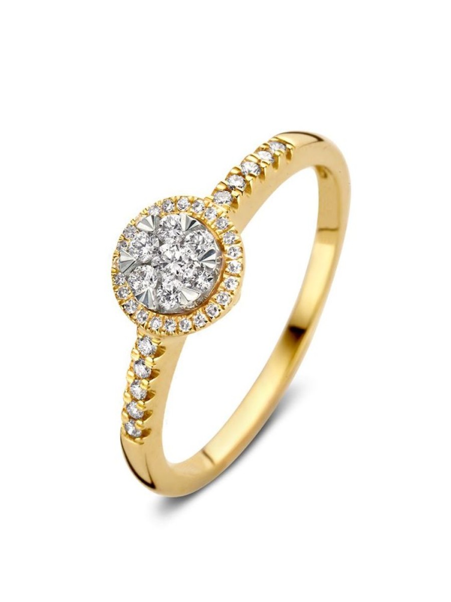 Sieraden Veerman Juwelen Collection | Geelgouden Entourage Ring Met Briljant 0.24Crt.