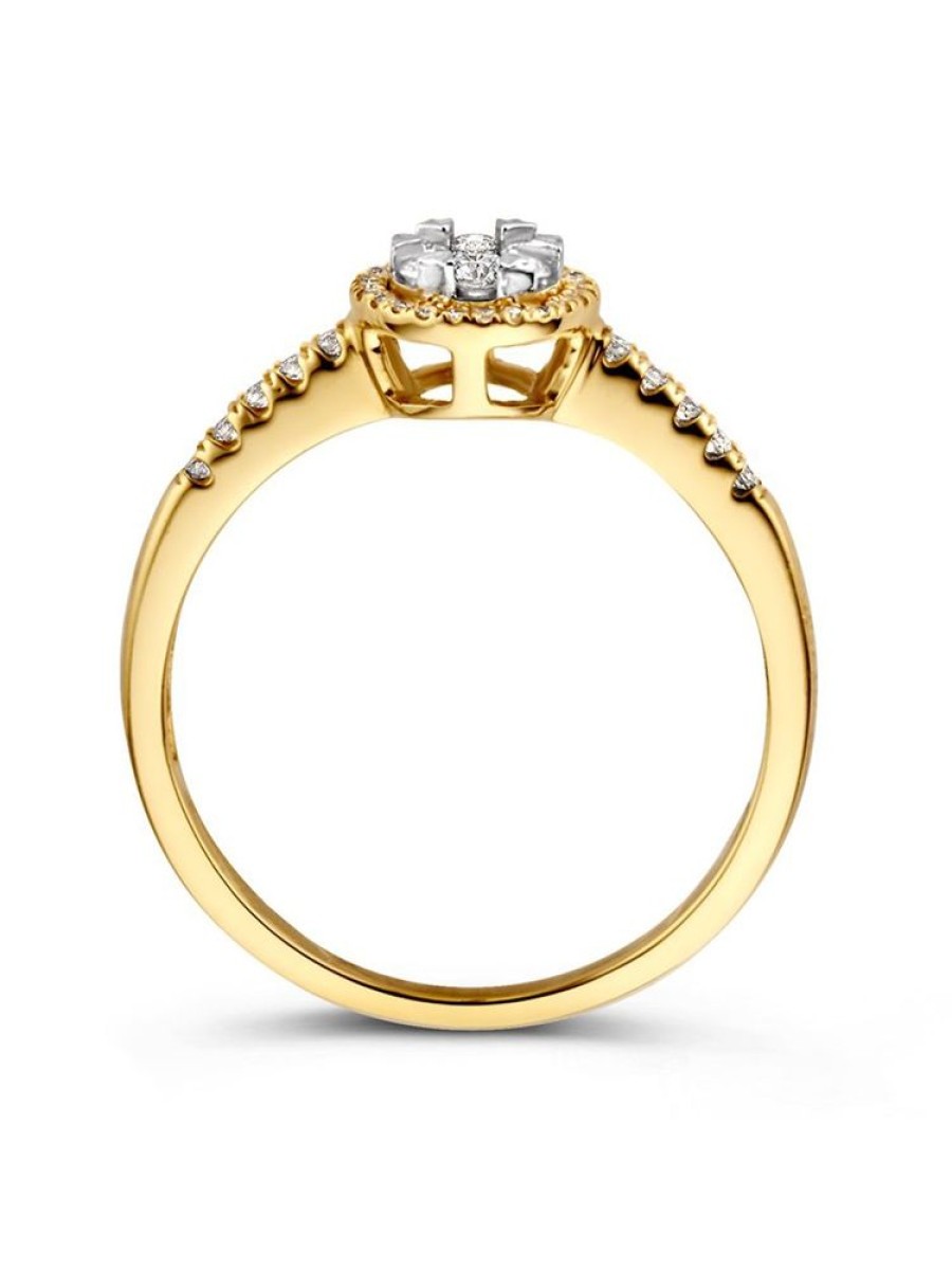 Sieraden Veerman Juwelen Collection | Geelgouden Entourage Ring Met Briljant 0.24Crt.